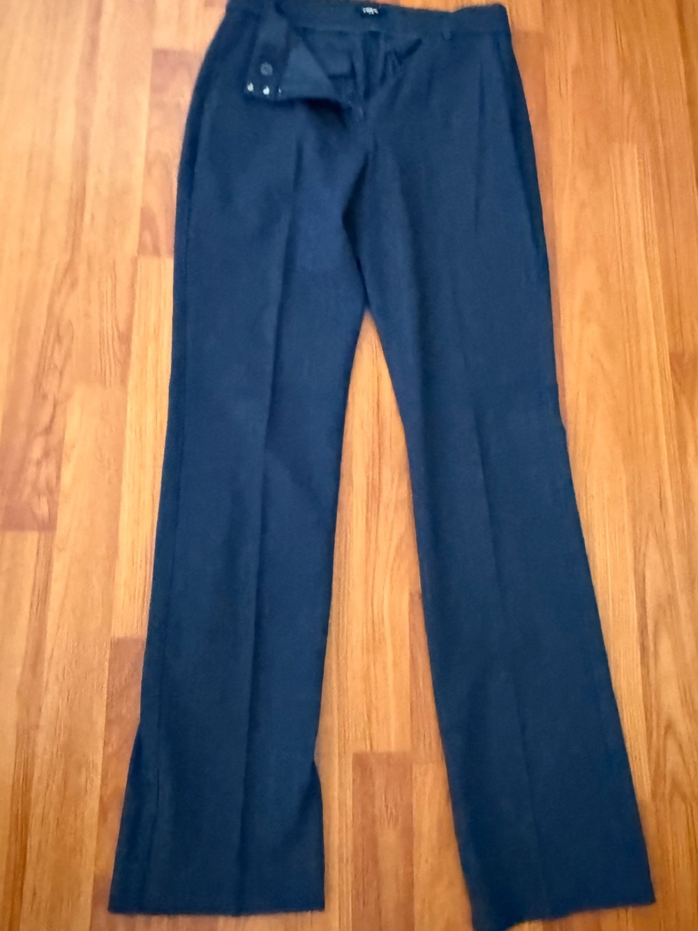 Express Editor Navy Denim Look Textured Dress Pants